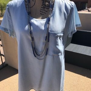 Chambray top, super soft and comfy.